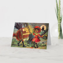 Retro seltsame Anblicke Halloween Grußkarte