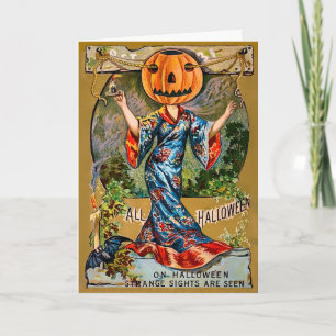 Retro seltsame Anblicke Halloween-Karte Feiertagskarte