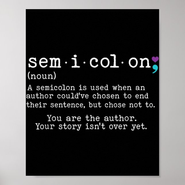 Retro Semicolon Definition Suicide Prevention Awar Poster (Vorne)