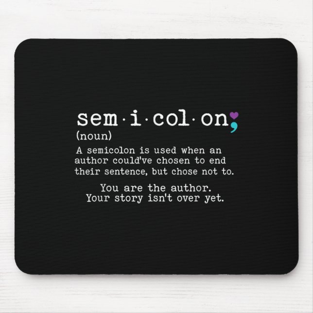 Retro Semicolon Definition Suizidprävention Krieg Mousepad (Vorne)