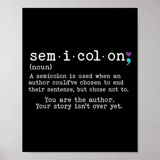Retro Semicolon Definition Suizidprävention Krieg Poster (Vorne)