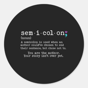 Retro Semicolon Definition Suizidprävention Krieg Runder Aufkleber