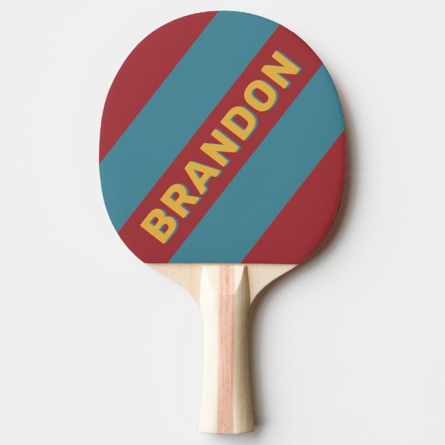 Retro Senf Seed Bold Streifen mit Namen Tischtennis Schläger (Vorderseite)