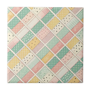 Retro-Senfgelb geometrisches Diamant-Karo-Punkt-Mu Fliese