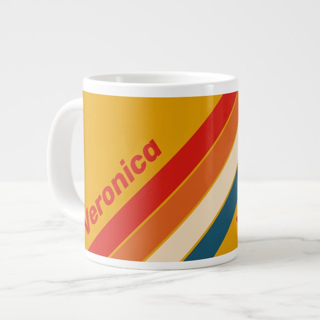 Retro-Senfgestreift mit Namen Jumbo-Tasse (Vorderseite Links)