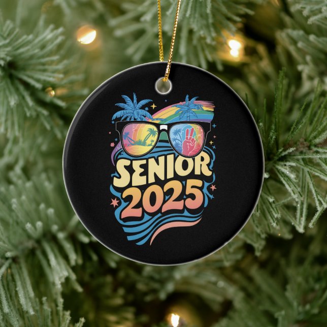 Retro Senior 2025 Class of 2025 Abschluss Keramik Ornament (Baum)