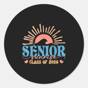 Retro Senior Sunrise 2026 Senioren von Cl Abschlus Runder Aufkleber