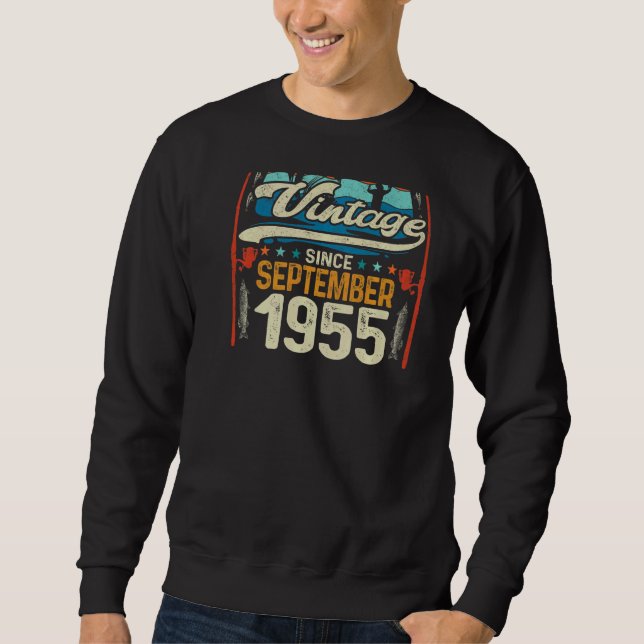 Retro September 1955 67 Jahre alter Fischfang 67.  Sweatshirt (Vorderseite)