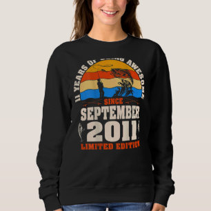 Retro September 2011 11 Jähriger Fischfang 11. Bir Sweatshirt