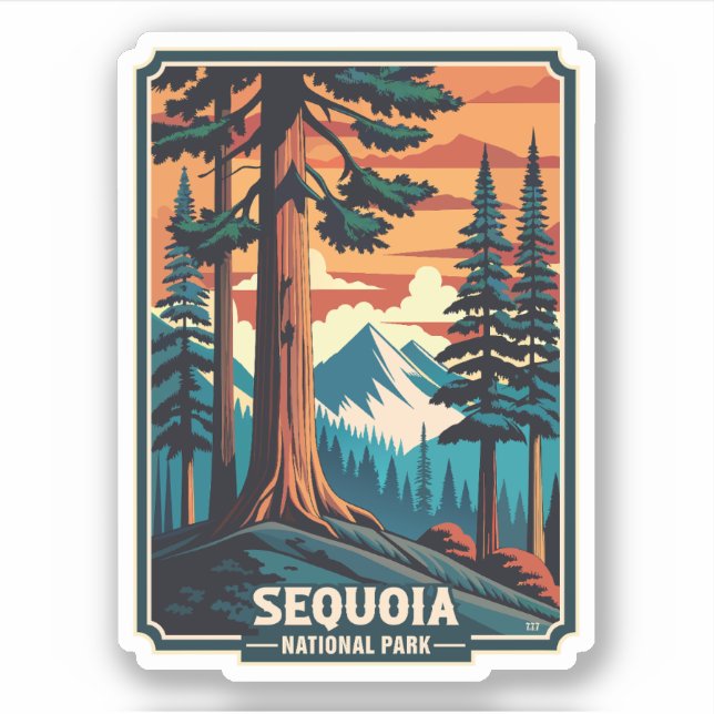 Retro-Sequoia-Nationalpark Aufkleber (Vorderseite)