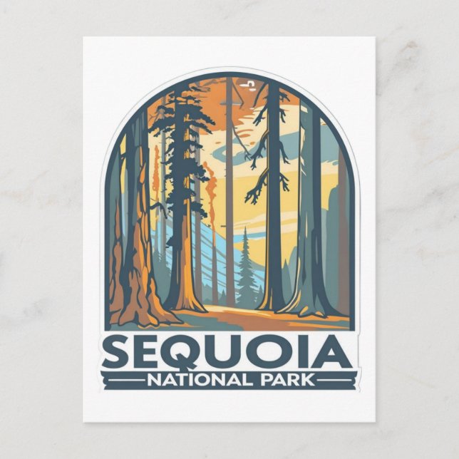 retro Sequoia-Nationalpark Riesenmammutbäume Postkarte (Vorderseite)
