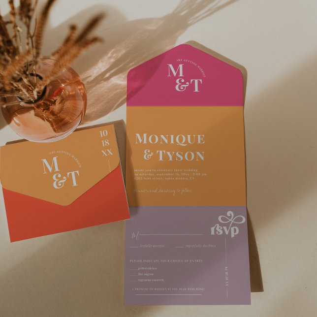 Retro Seventies Hochzeit | Alle in einer Einladung (Von Creator hochgeladen)