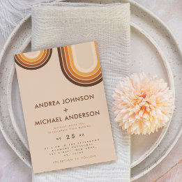 Retro Seventies Rainbow Beige Creme 70er Brown Einladung