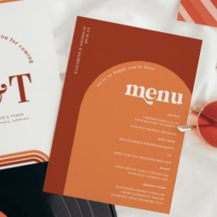 Retro Seventies Typografie Hochzeitsmenü Menükarte