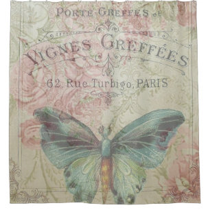 Retro,Shabby Chic,Vintag,ländlich,florale,b Duschvorhang