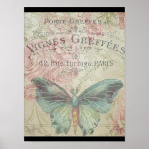Retro, Shabby Chic, Vintage, Landhausstil, Blumen, Poster
