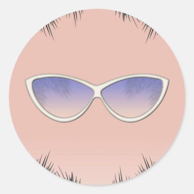 Retro Shades Sonnenbrille Sweet 16 Pool Party Runder Aufkleber (Vorderseite)