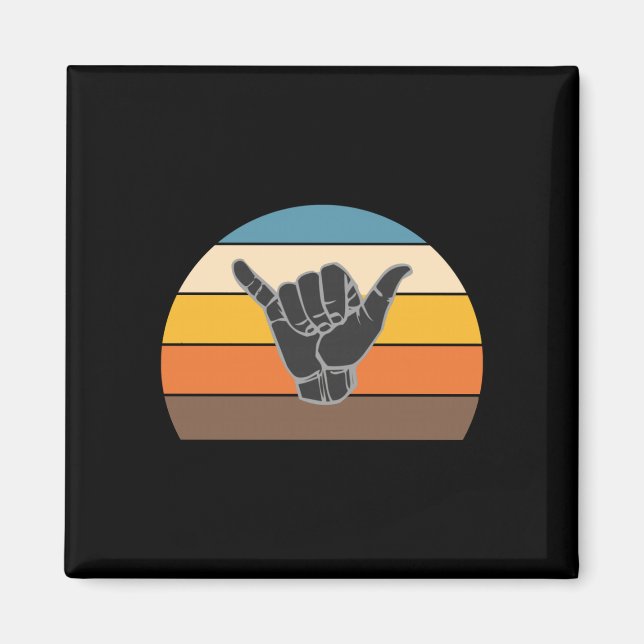 Retro Shaka-Hand-Surf-Zeichen - cooler Surfer_surf Magnet (Vorne)