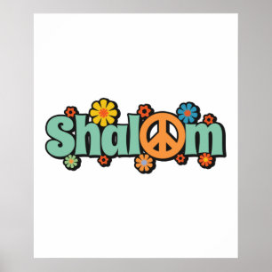 Retro Shalom Hebrew Peace & Harmony Jüdisches Gesc Poster