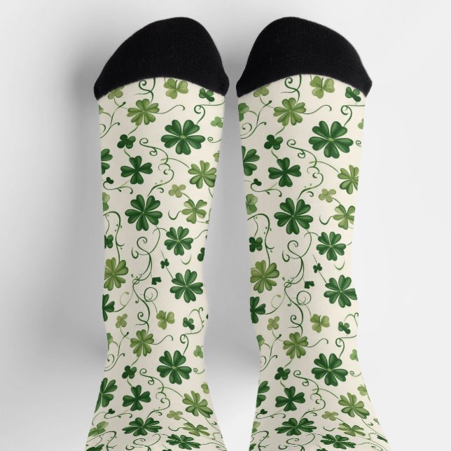 Retro-Shamrock-Swirbelmuster-Socken Socken (Oben)