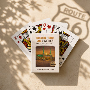 Retro Shamrock Texas Route 66 Wahrzeichen Kunst Spielkarten