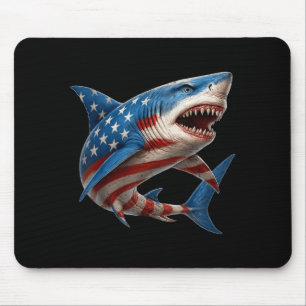 Retro-Shark Amerikanische Flagge 4. Juli Unabhängi Mousepad