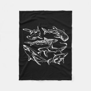 Retro Shark Specie Ocean Lover Fish Summer Fleecedecke