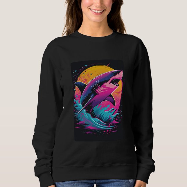 Retro Shark Sunset Sweatshirt (Vorderseite)