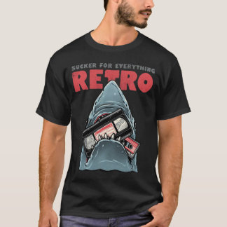 Retro Shark VHS Cassette Tape Funny 80er Nostalgia T-Shirt