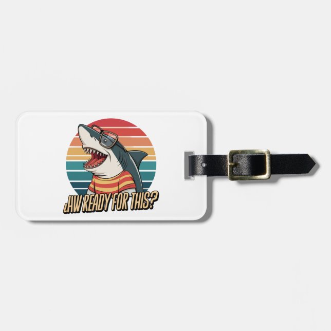 "Retro Shark Vibes Gepäckanhänger (Vorderseite horizontal)