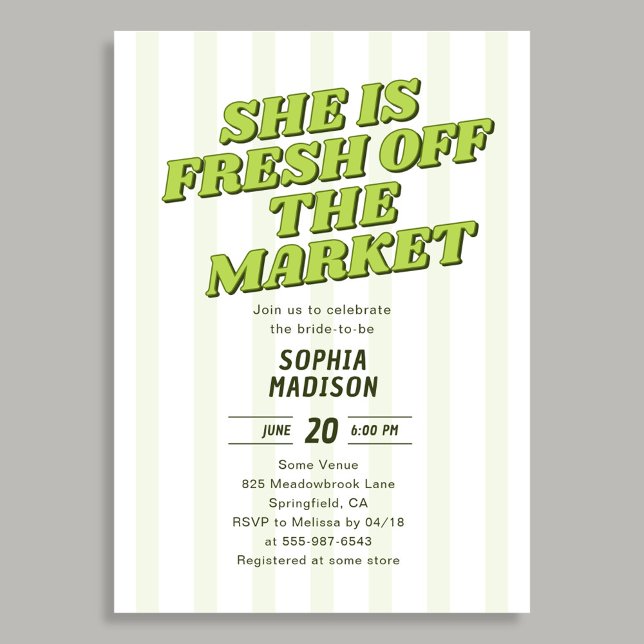 Retro She Is Fresh Off The Market Bridal Shower Einladung (Von Creator hochgeladen)