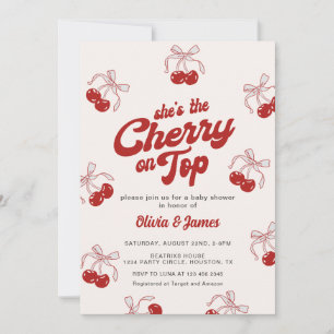 Retro She is the Cherry on Top Trendy Baby Shower Einladung