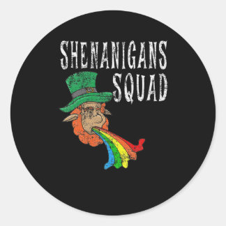 Retro Shenanigans Squad St. Patrick's Day Runder Aufkleber