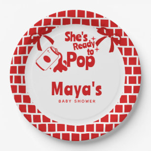 Retro She's Ready to Pop Soda Baby Shower Pappteller
