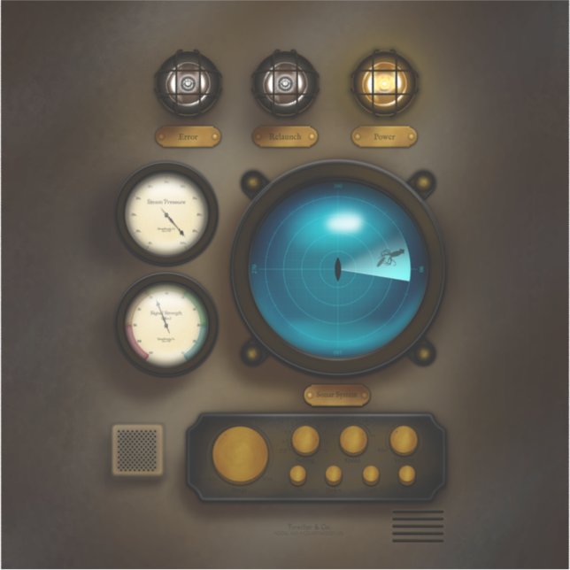 Retro Ship Kontrolle Panel Steampunk Telefon oder  Aufkleber (Vorderseite)
