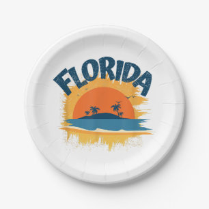 Retro-Shirt-Design Florida im Vintage-Stil Sonnens Pappteller