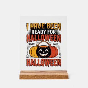 Retro-Shirt mit Halloween-Süßigkeiten-Eimer-Design Acrylschild