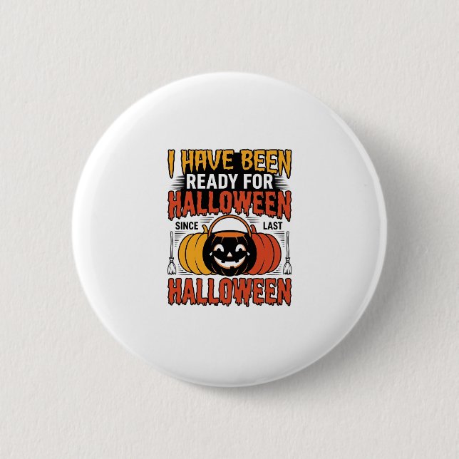 Retro-Shirt mit Halloween-Süßigkeiten-Eimer-Design Button (Vorderseite)