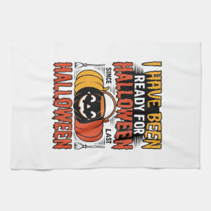 Retro-Shirt mit Halloween-Süßigkeiten-Eimer-Design Geschirrtuch