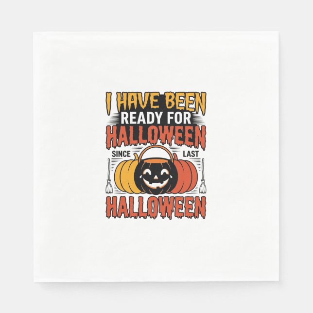 Retro-Shirt mit Halloween-Süßigkeiten-Eimer-Design Serviette (Vorderseite)