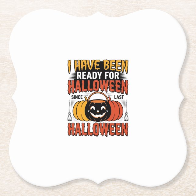 Retro-Shirt mit Halloween-Süßigkeiten-Eimer-Design Untersetzer (Vorderseite)