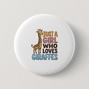Retro-Shirt 'Nur ein Mädchen, das Giraffen liebt'  Button