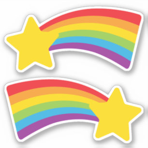 Retro Shooting Star mit Rainbow Stickern Aufkleber