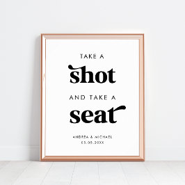 Retro Shooting und Seat Wedding Sign Poster