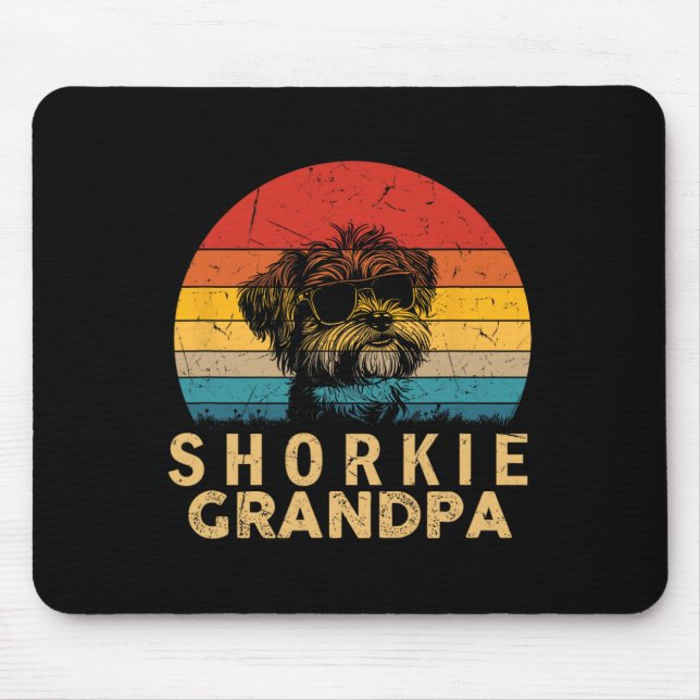 Retro Shorkie Grandpa Dog Lovers Paw Vater Vathers Mousepad (Vorne)