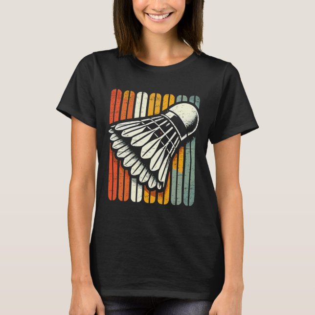 Retro Shuttle Badminton Player T-Shirt (Vorderseite)