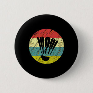 Retro Shuttle Racket Sports Badminton Player Athle Button