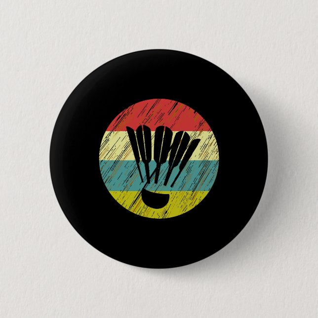Retro Shuttle Racket Sports Badminton Player Athle Button (Vorderseite)