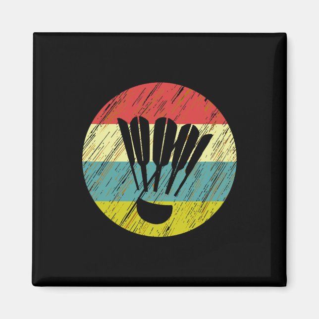 Retro Shuttle Racket Sports Badminton Player Athle Magnet (Vorne)