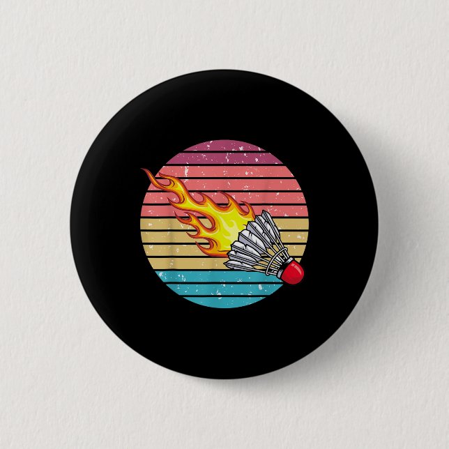 Retro Shuttle Spaß Badminton Sport Spieler Trainer Button (Vorderseite)